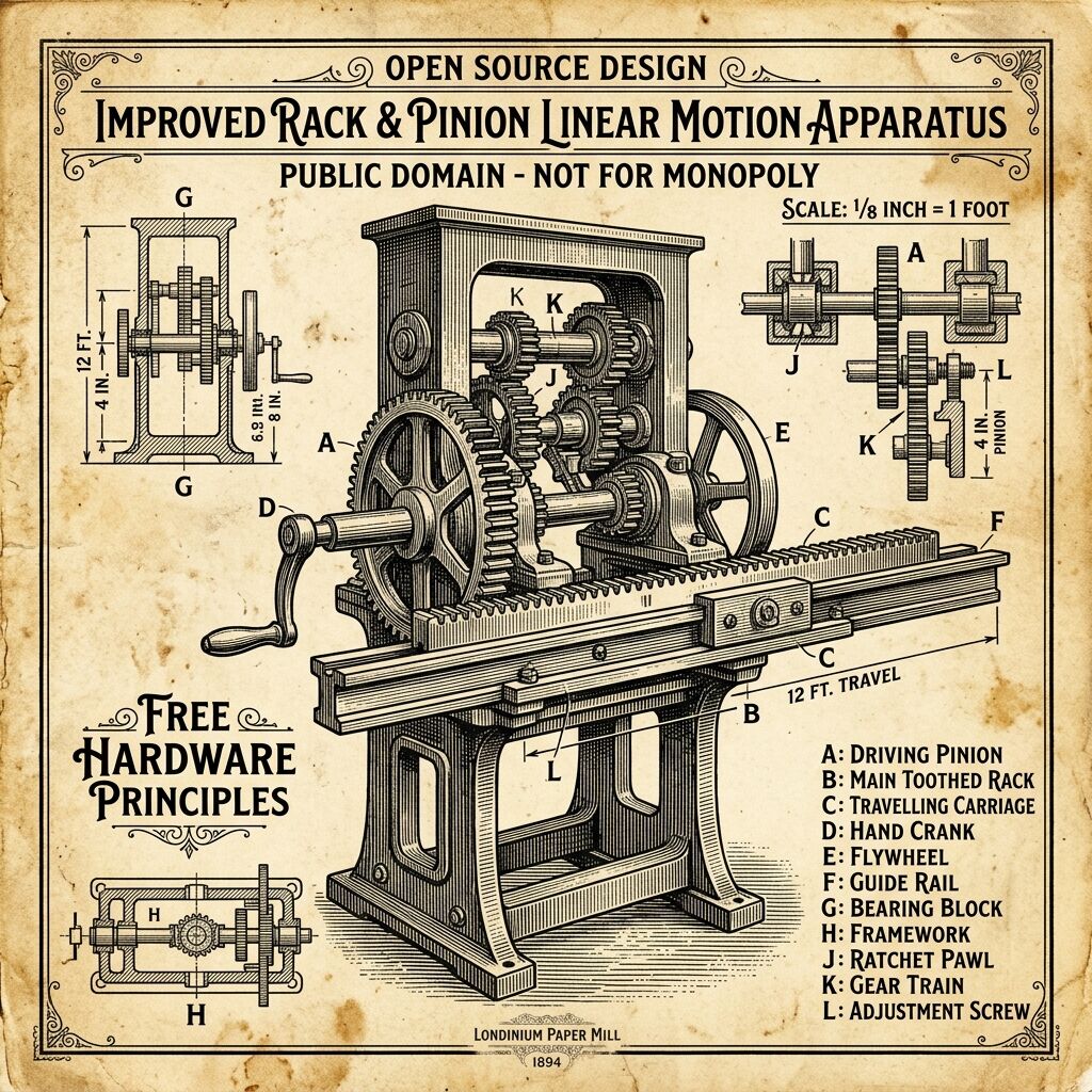 Rack and Pinion Linear Motion Schematic